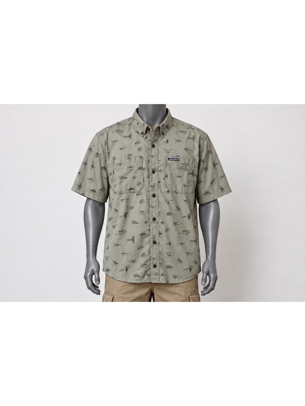 Field & Stream Men’s XXL Fly Fishing Lure Print Short Sleeve Button Shirt